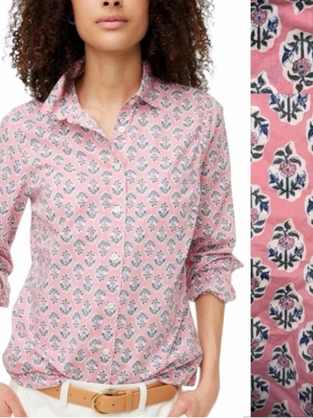 J. Crew Pink Floral Button-Down Shirt Size XL